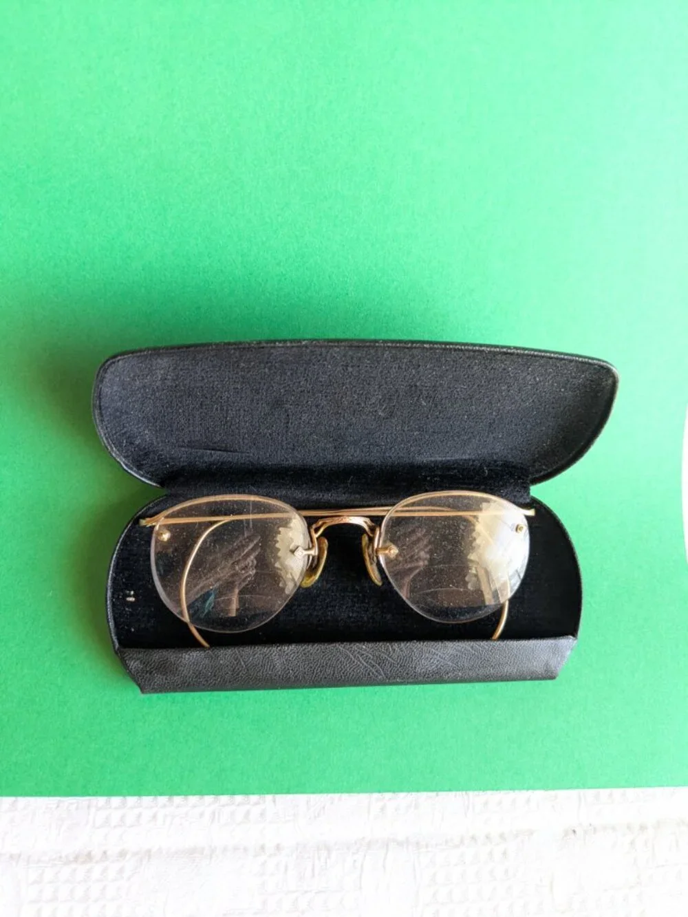Vintage 12K Gold Filled Wire Rim Glasses W/ Case